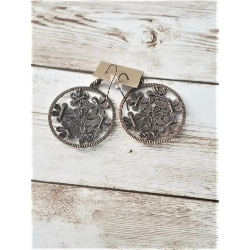 Beautiful Large Multi Color Flower Circle Earrings Statement - Brand New - Picture 4 of 4